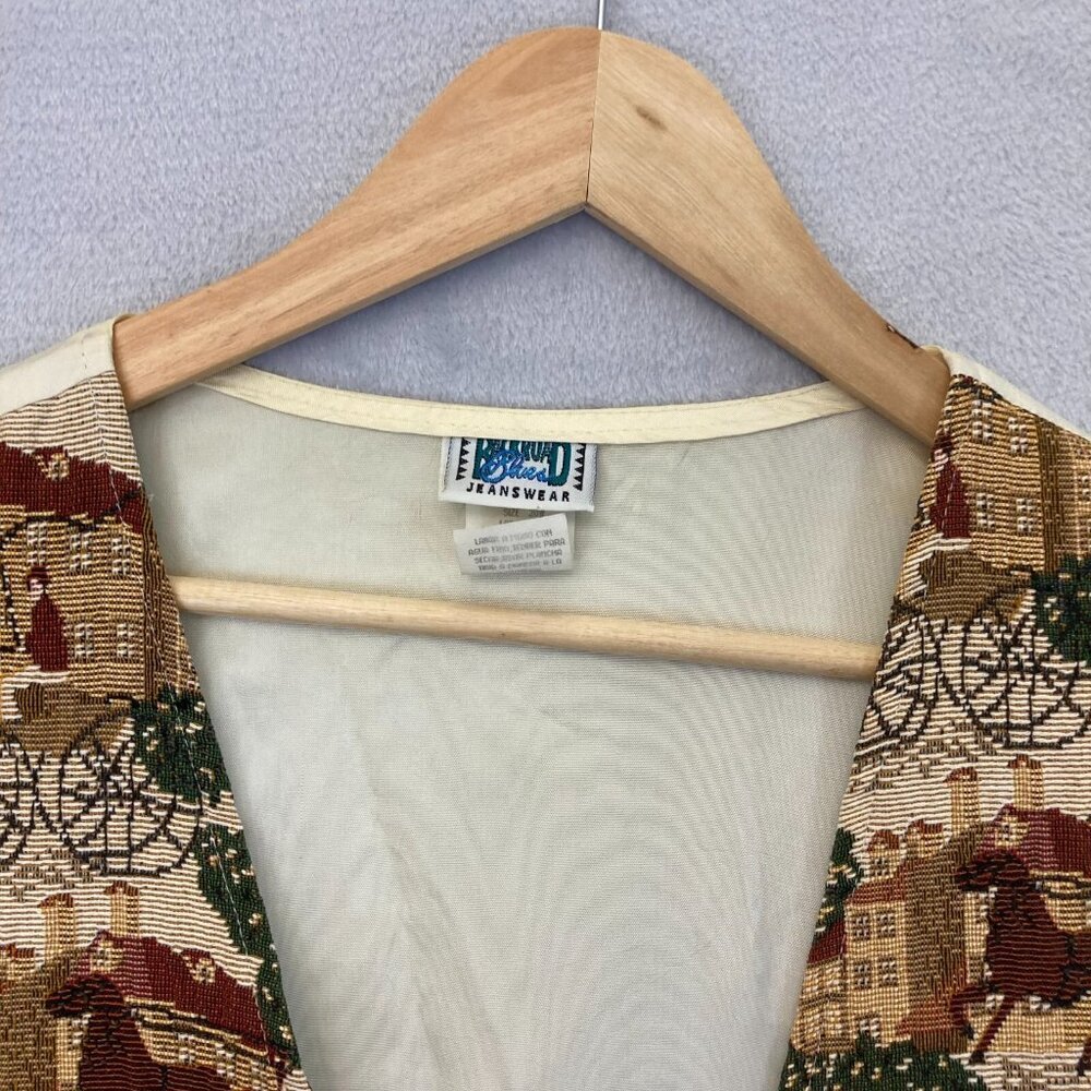 Vintage Backroad Blues Jeanswear Jacquard Formal Vest 20W Horse Buggy Prairie - Picture 11 of 12